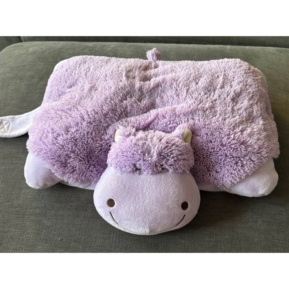 Pillow Pets Original Huggable Hippo 18" Plush Large Purple Lavender Retired 2010